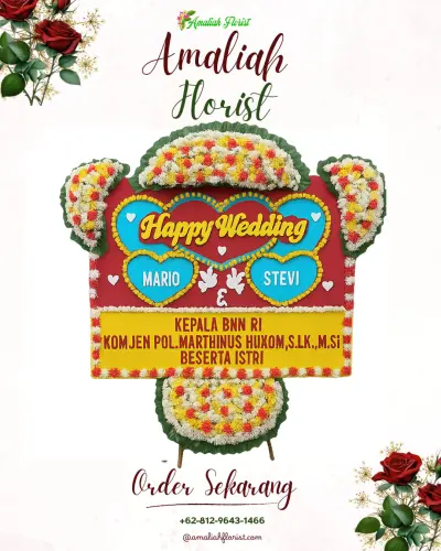 Karangan Papan Bunga Pernikahan di Kambo